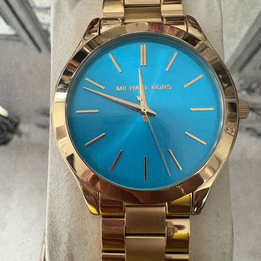 Michael Kors Gold Watch with Blue Dial